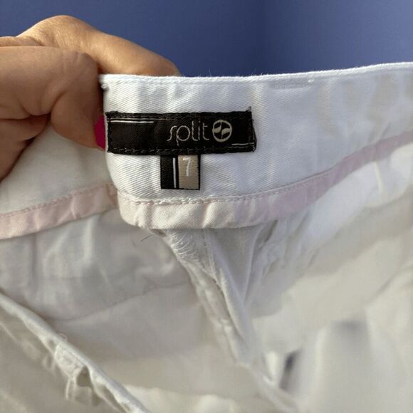 Split White Denim Low Rise Jeans Boot Cut Y2K 90s Side Zipper VNTG Size 7 Stretc - Picture 5 of 10